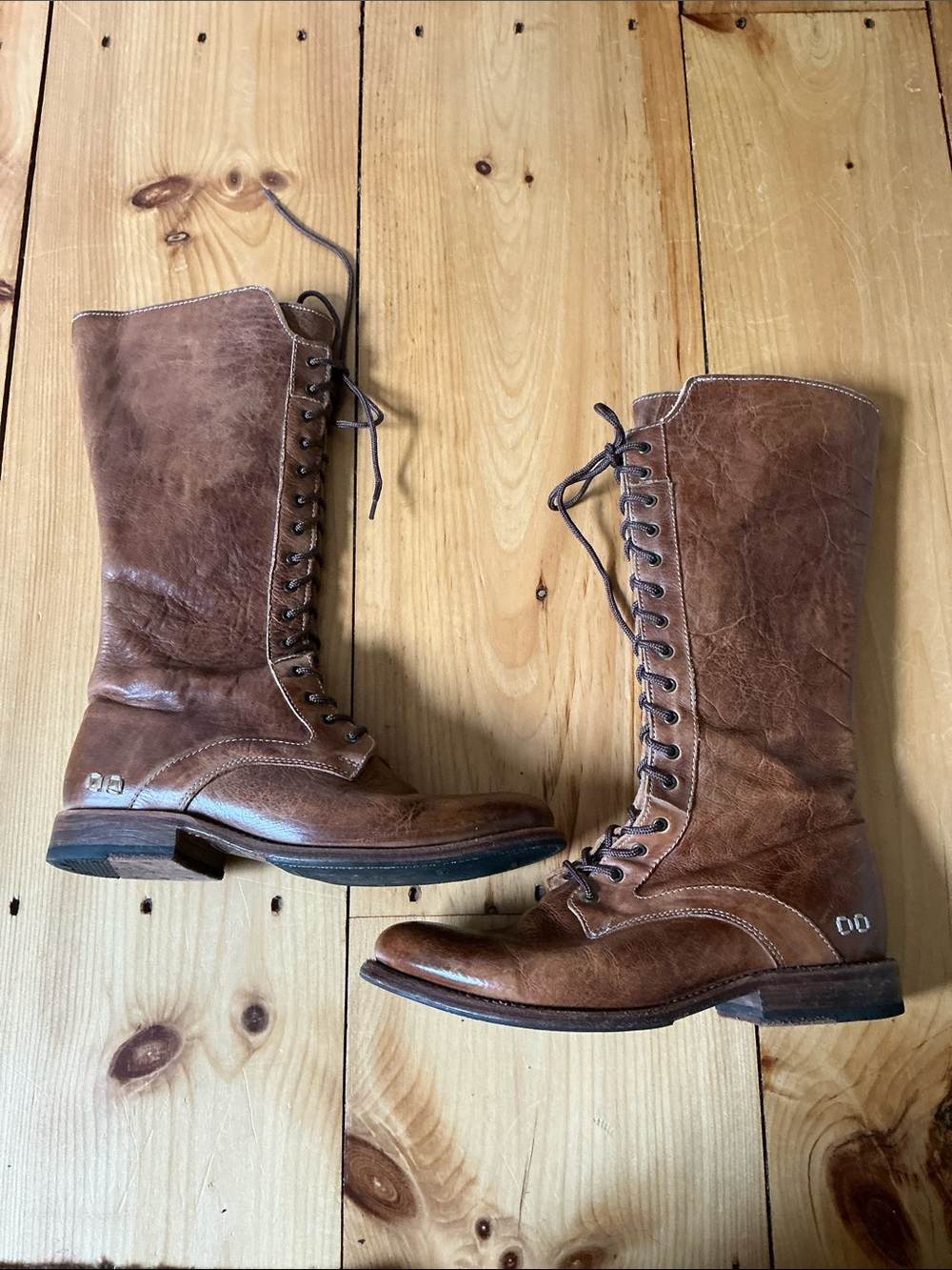 Bed Stu Della Leather Lace Up Boots Custom Mid-Calf 13” Shaft Fits Size 8.5